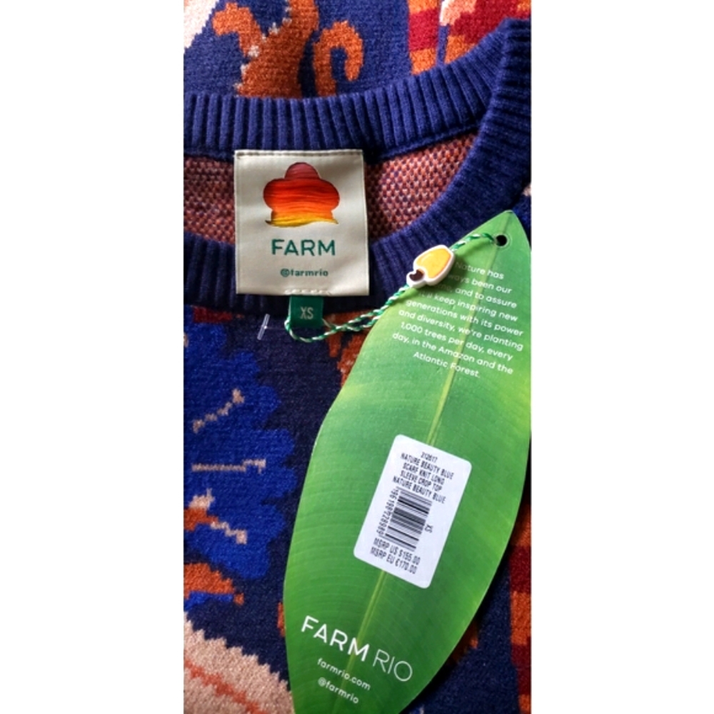 Farm Rio Nature Beauty Knit Crop Top Sweater - Picture 10 of 12